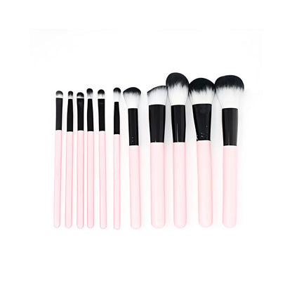 Cosmetiquera Negra con 11 Brochas de Maquillaje