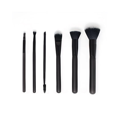 Cosmetiquera Negra con 6 Brochas de Maquillaje