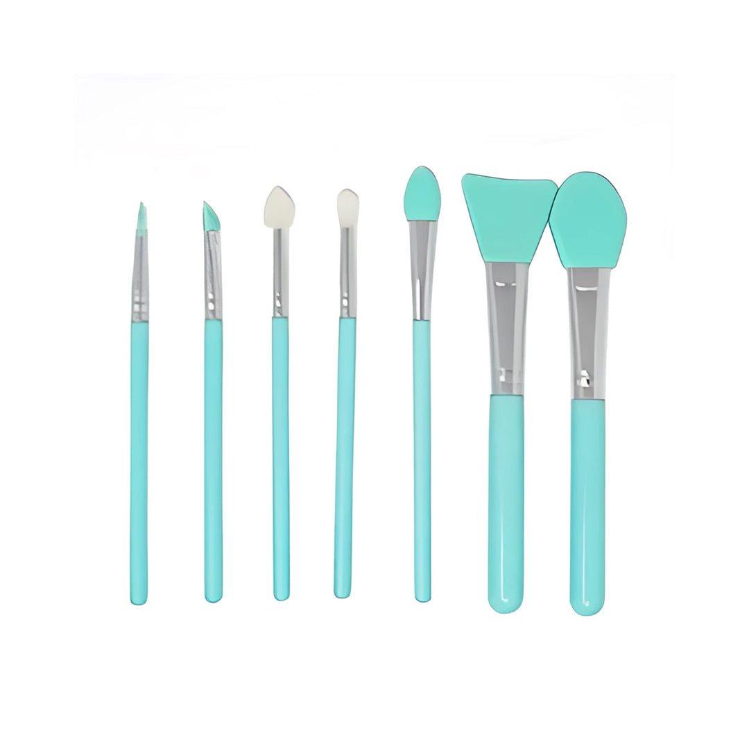 Set de 7 Brochas de Maquillaje Turquesa