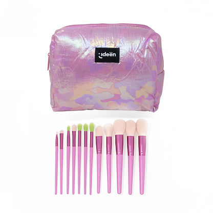 Cosmetiquera Fiuscia con 12 Brochas de Maquillaje