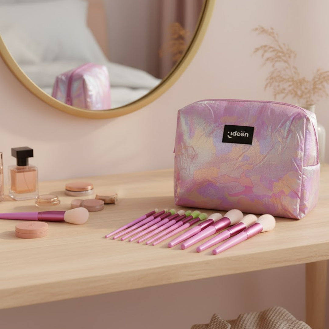 Cosmetiquera Fiuscia con 12 Brochas de Maquillaje