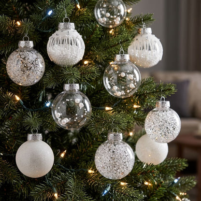 Set de Esferas Navideñas Blancas - 30 piezas