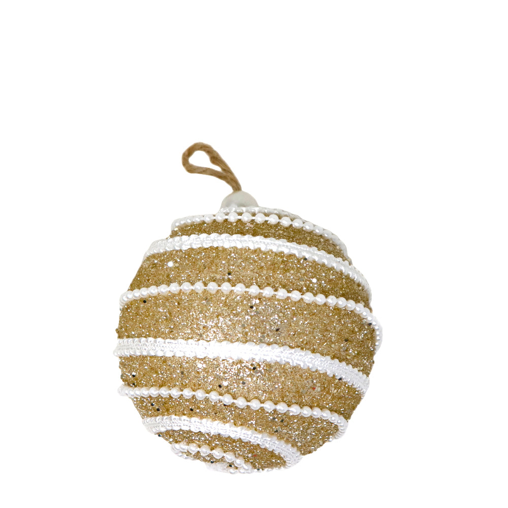 Set de Esferas Navideñas Beige/Blanca - 9 Piezas