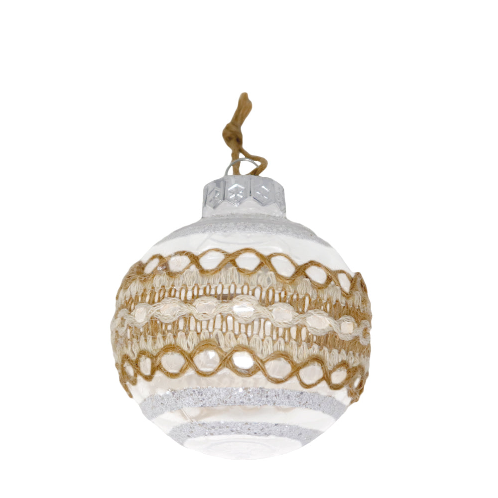 Set de Esferas Navideñas Beige/Blanca - 9 Piezas