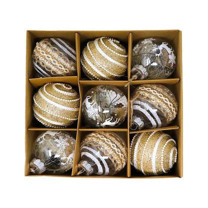 Set de Esferas Navideñas Beige/Blanca - 9 Piezas