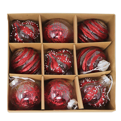 Set de Esferas Navideñas Rojas - 9 Piezas