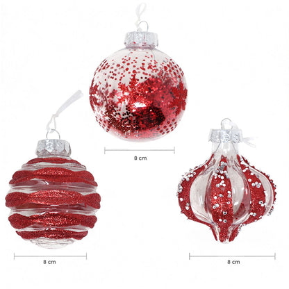 Set de Esferas Navideñas Rojas - 9 Piezas