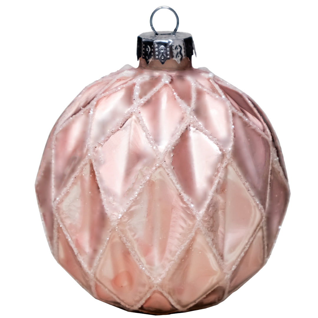 Set de 6 Esferas Navideñas Rosa - Diamante