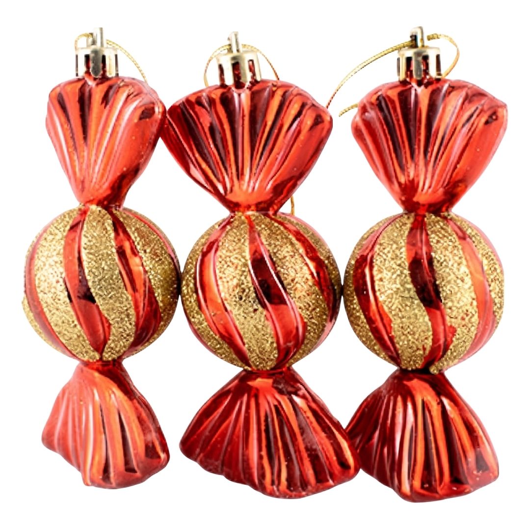 Set de Esferas Navideñas - Caramelo 3 Piezas