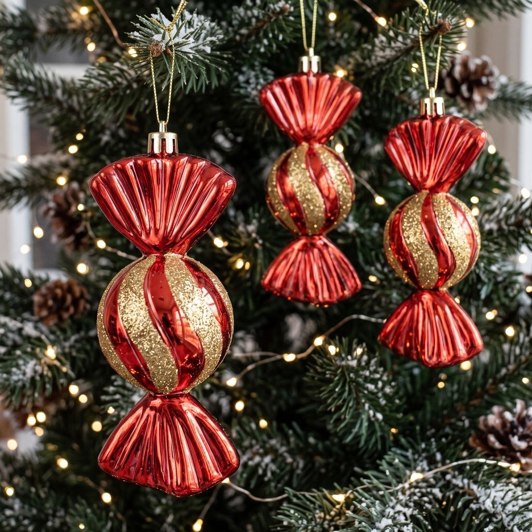 Set de Esferas Navideñas - Caramelo 3 Piezas