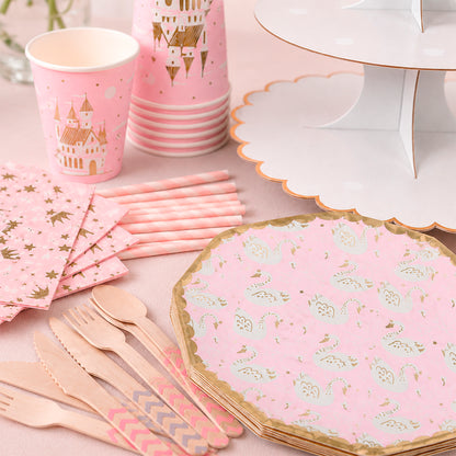 Kit de Fiesta Globo Party Rose Gold: Platos, Vasos, Cubiertos, Popotes, Servilletas y Decoración