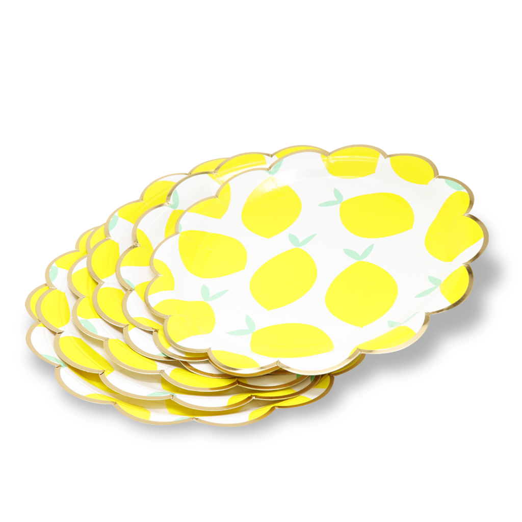 Kit de Fiesta Citrica Limon: Platos, Vasos, Cubiertos, Popotes, Servilletas y Decoración