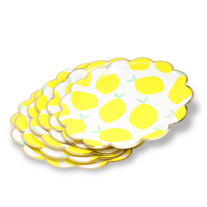 Kit de Fiesta Citrica Limon: Platos, Vasos, Cubiertos, Popotes, Servilletas y Decoración