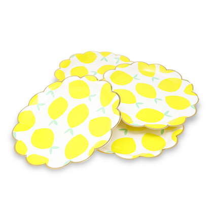 Kit de Fiesta Citrica Limon: Platos, Vasos, Cubiertos, Popotes, Servilletas y Decoración