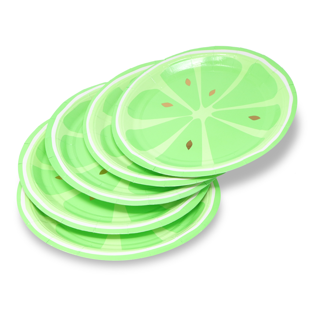 Kit de Fiesta Citrica Limon Verde: Platos, Vasos, Cubiertos, Popotes, Servilletas y Decoración