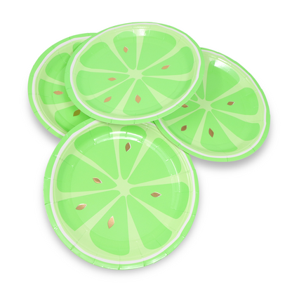 Kit de Fiesta Citrica Limon Verde: Platos, Vasos, Cubiertos, Popotes, Servilletas y Decoración