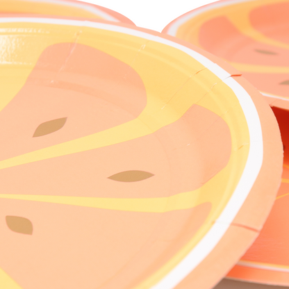 Kit de Fiesta Cítrica Naranja: Platos, Vasos, Cubiertos, Popotes, Servilletas y Decoración