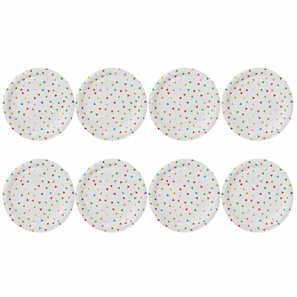 Platos Desechables Diseño de Triángulos Coloridos  - 8 Piezas 7"