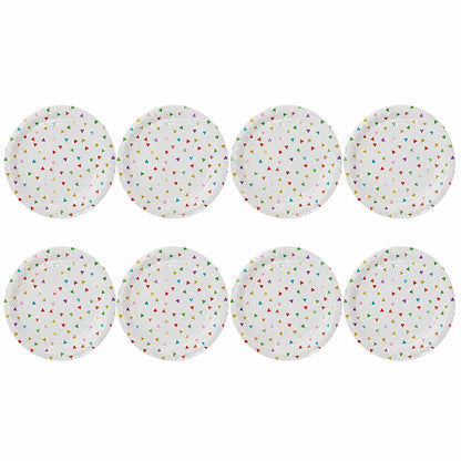 Platos Desechables Diseño de Triángulos Coloridos  - 8 Piezas 9"