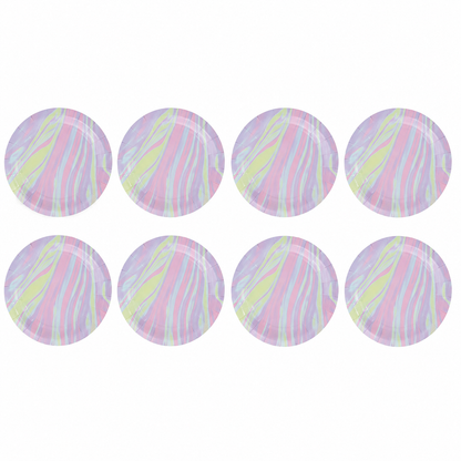 Platos Desechables Diseño Mármol Pastel Rosa y morado - 8 Piezas 9"