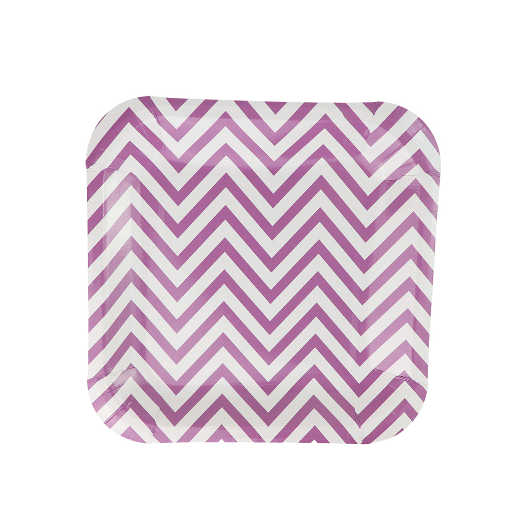 Plato 9" Cuadrado Zigzag Morado - 8 Piezas