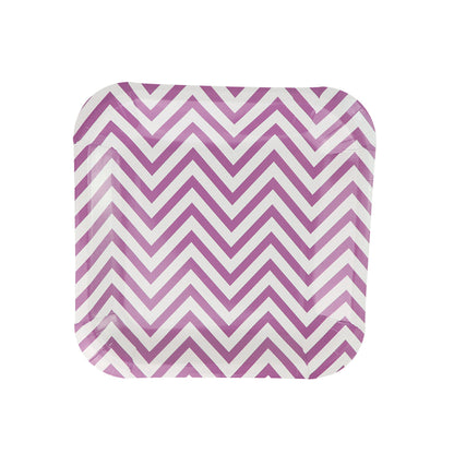 Plato 9" Cuadrado Zigzag Morado - 8 Piezas