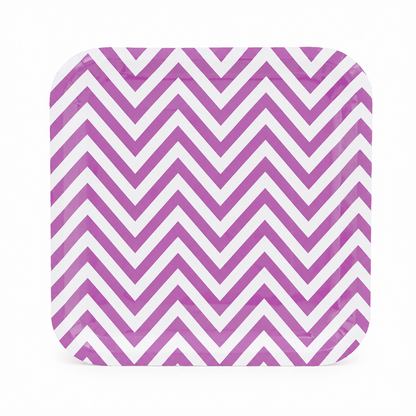 Platos Desechables Cuadrados Diseño Zigzag Morado - 8 Piezas 9"