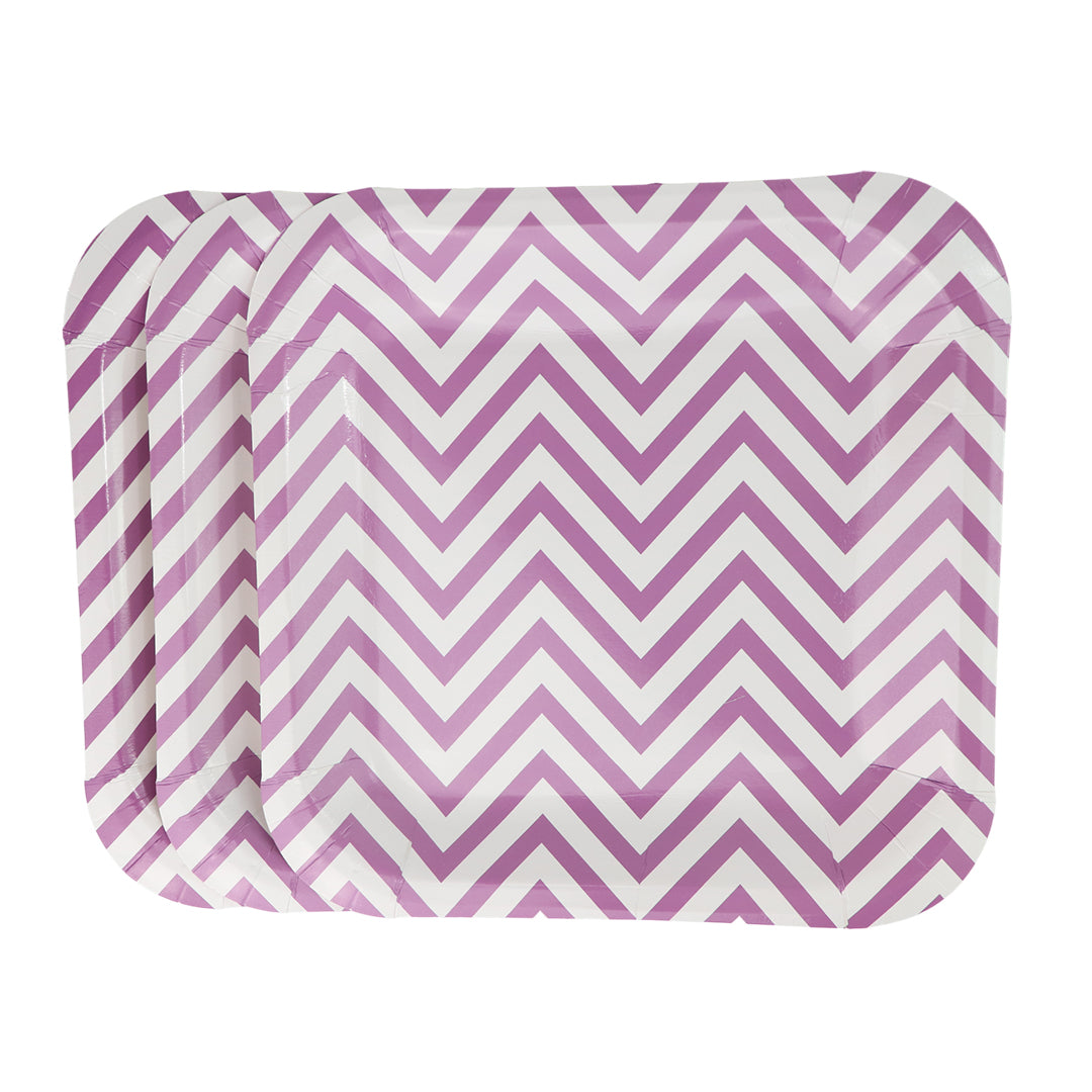 Plato 9" Zigzag Rosa - 8 Piezas