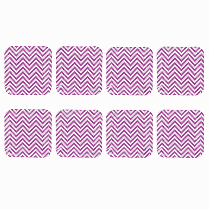 Platos Desechables Cuadrados Diseño Zigzag Morado - 8 Piezas 9"