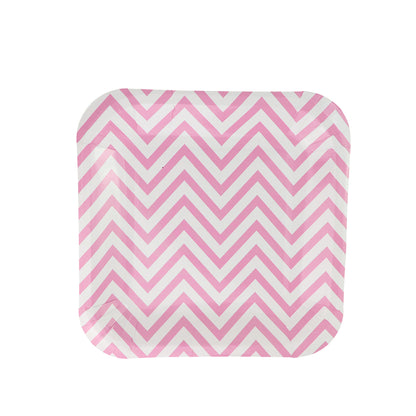 Plato 9" Zigzag Rosa - 8 Piezas