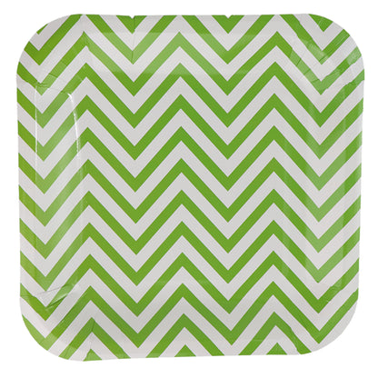 Plato 9" Cuadrado Zigzag Verde Limón - 8 Piezas