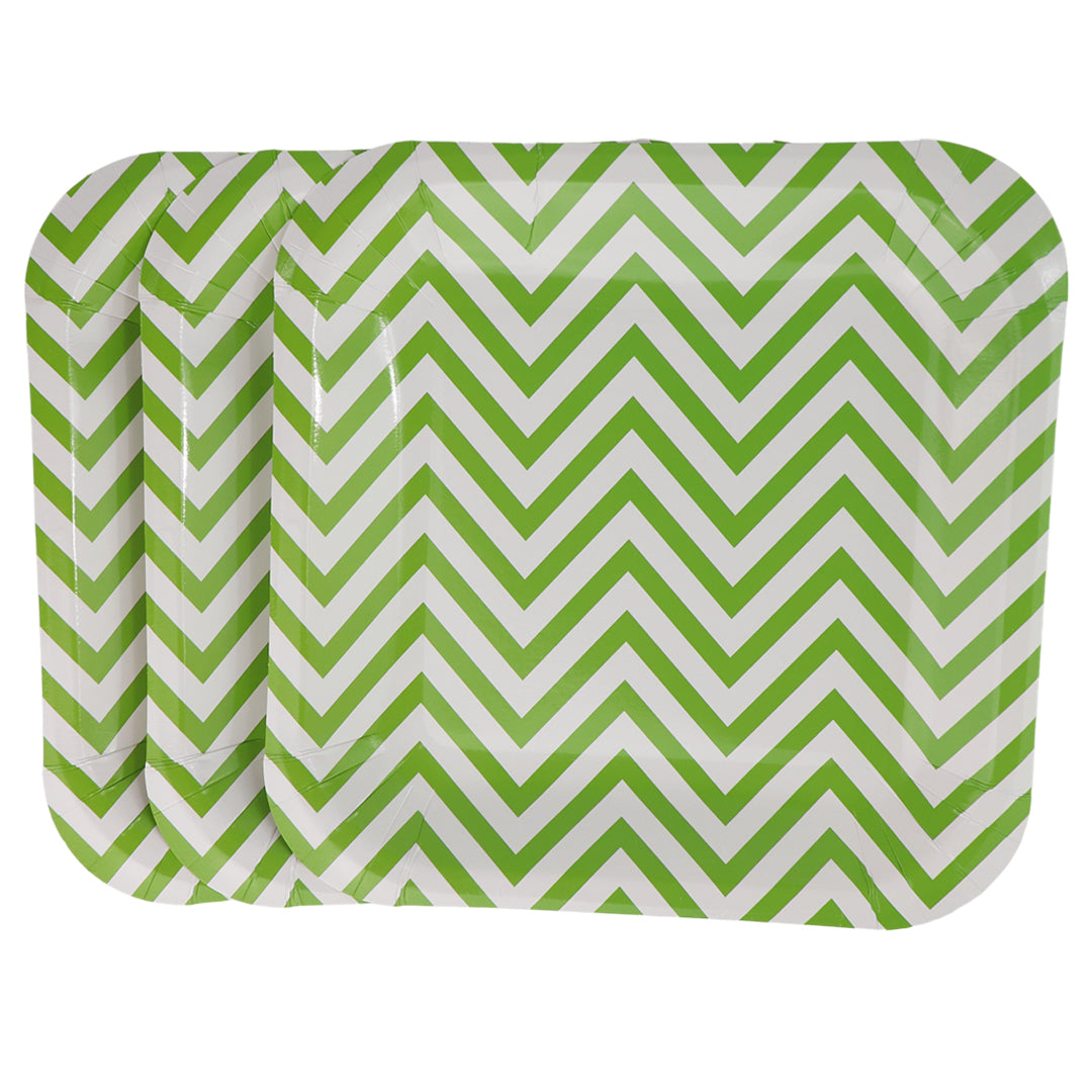 Plato 9" Cuadrado Zigzag Verde Limón - 8 Piezas