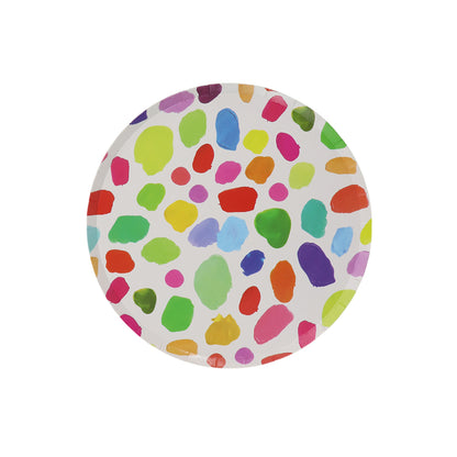 Platos Desechables Diseño Puntos Arcoiris - 8 Piezas 7"
