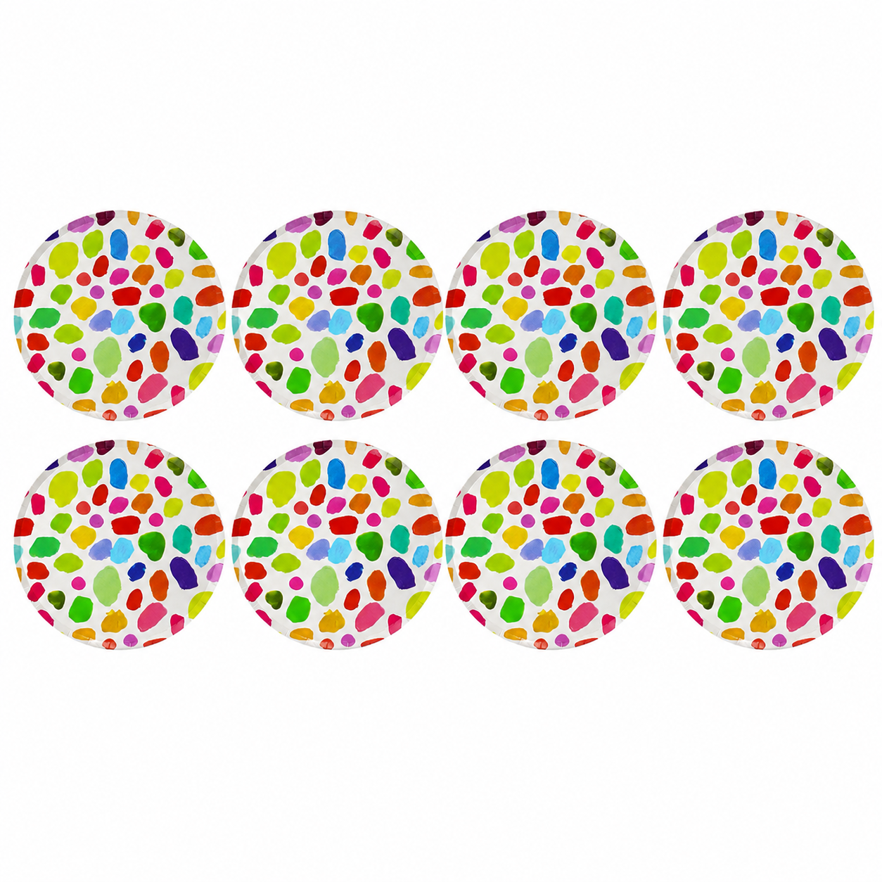 Platos Desechables Diseño Puntos Arcoiris - 8 Piezas 7"