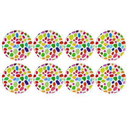 Platos Desechables Diseño Puntos Arcoiris - 8 Piezas 7"