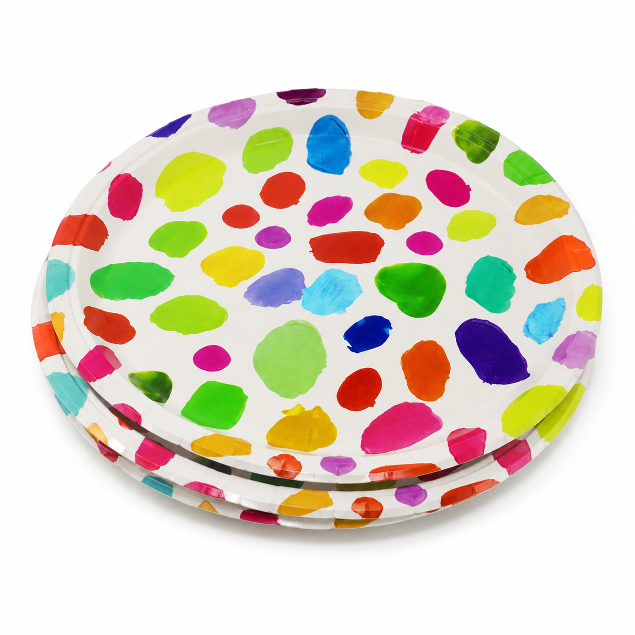 Platos Desechables Diseño Puntos Arcoiris - 8 Piezas 7"