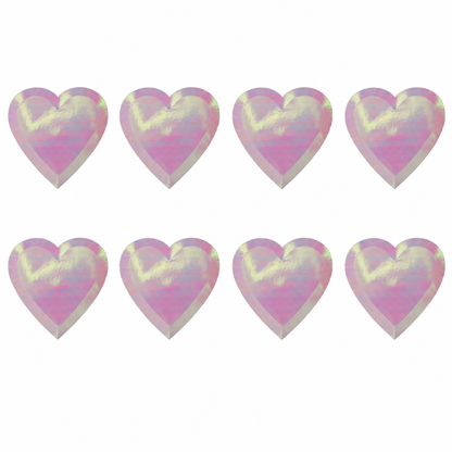 Platos Desechables Forma de Corazón Tornasol - 8 Piezas 7"