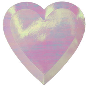Plato para Pastel  9" Corazon Tornasol Rosa 8 Pzas