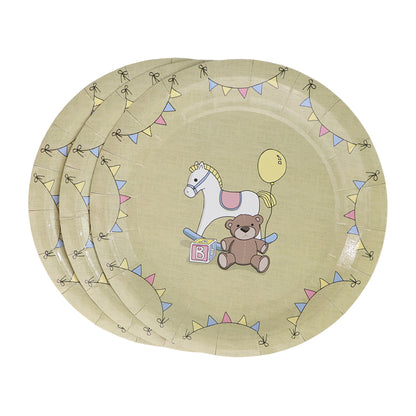 Platos Desechables Diseño de Oso Caballo -  8 Piezas  9"