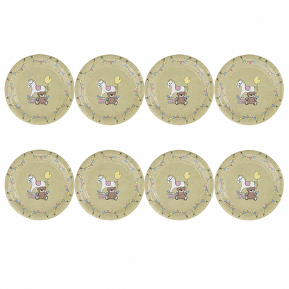 Platos Desechables Diseño de Oso Caballo -  8 Piezas  7"