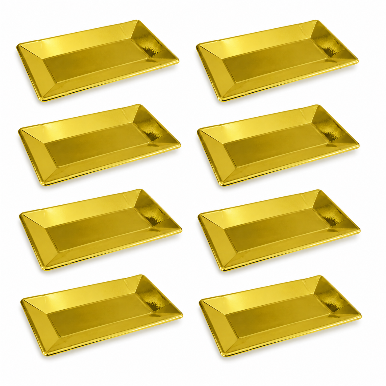 Platos Desechables Rectangulares Dorado - 8 Piezas
