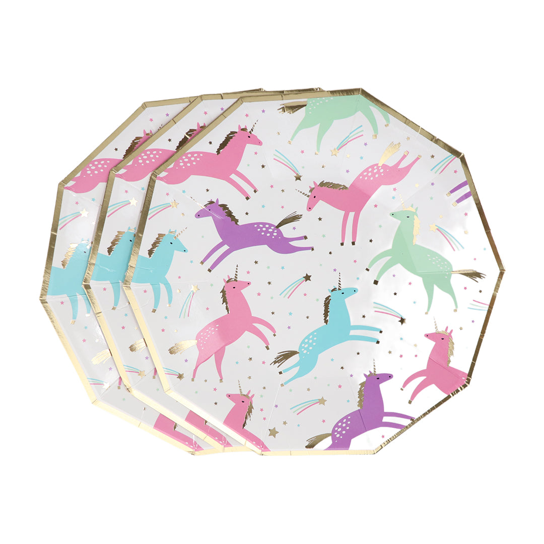 Kit de Fiesta Candy Unicornio: Platos, Vasos, Cubiertos, Popotes, Servilletas y Decoración