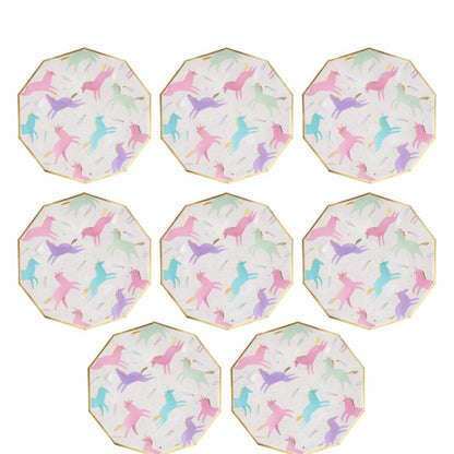 Platos Desechables Diseño Caballos de Colores -  8 Piezas 7"