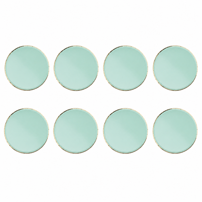 Platos Desechables Verde Turquesa y Dorado - 8 Piezas 7"