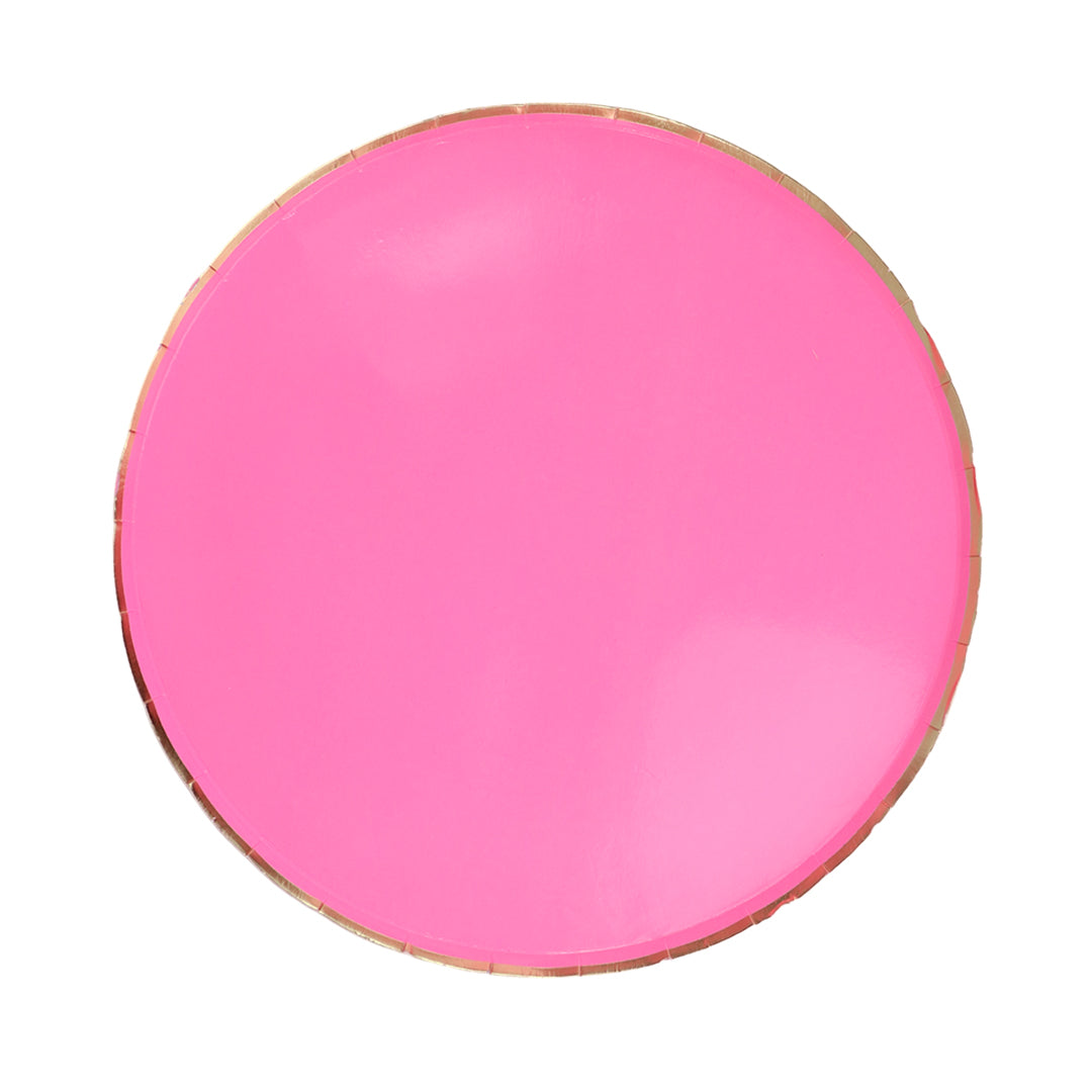 Plato 7" Fucsia Dorado 8 Piezas