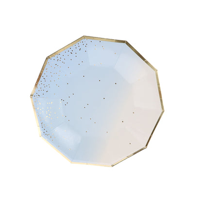 Platos Desechables Diseño Azul Blanco -  8 Piezas 7"