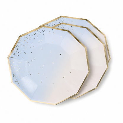 Platos Desechables Diseño Azul Blanco -  8 Piezas 7"