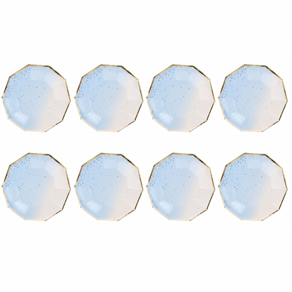 Platos Desechables Diseño Azul Blanco -  8 Piezas 7"