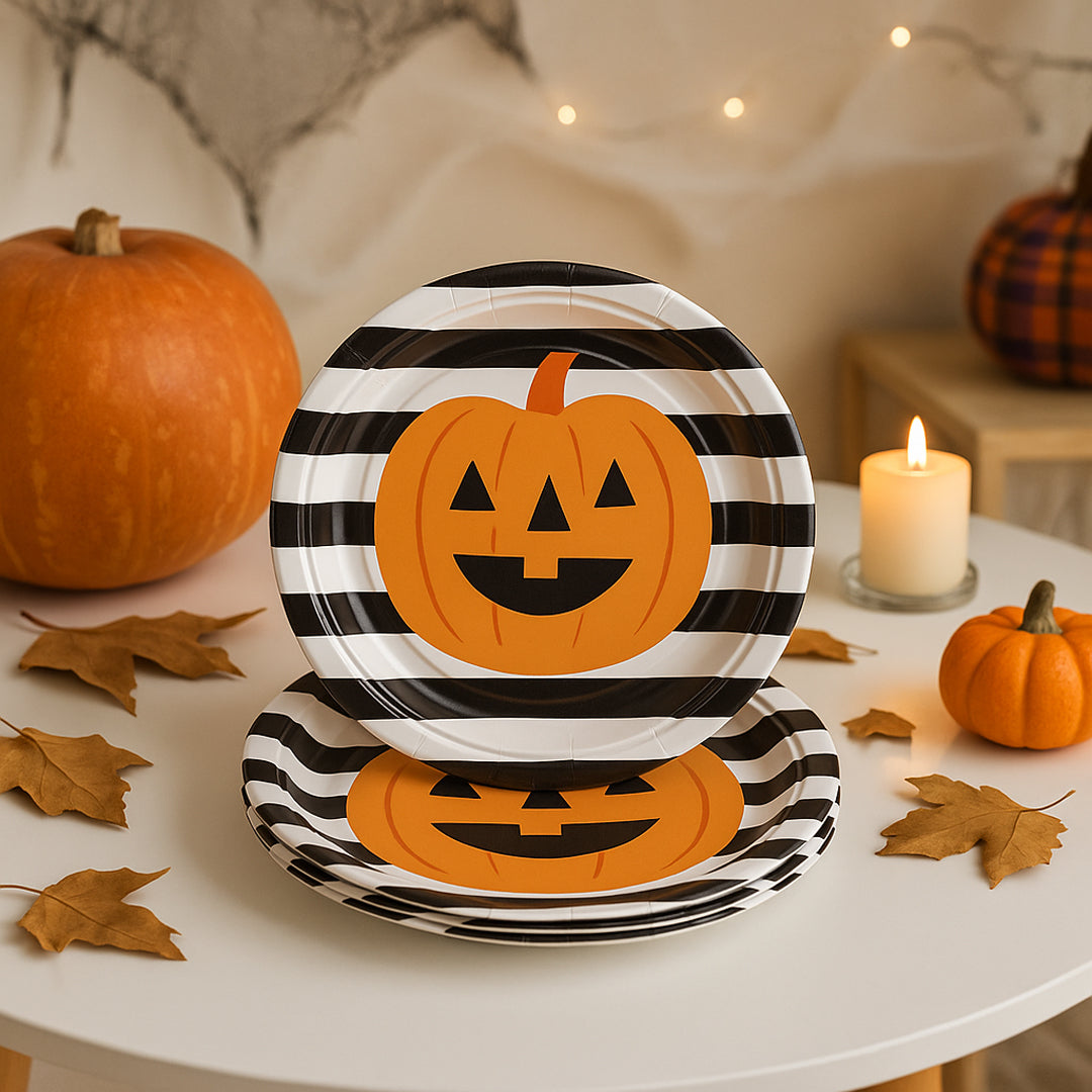 Set de Platos Desechables de Halloween - Calabaza