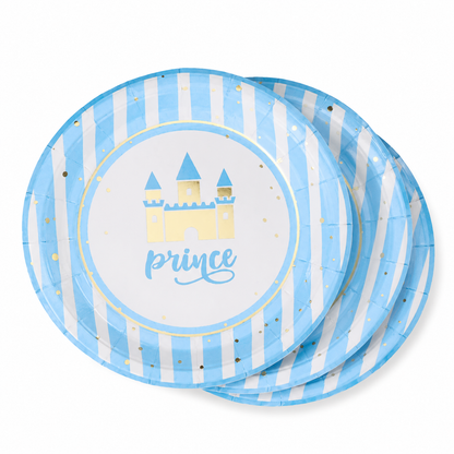 Platos Desechables Diseño Castillo Azul "Prince" - 8 Piezas  9"